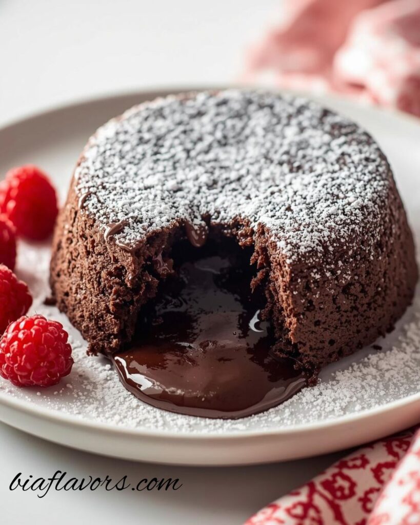 Rich fudgy lava brownies with molten chocolate center served warm