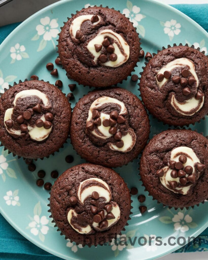 Chocolate chip cheesecake muffins with creamy center and soft crumb