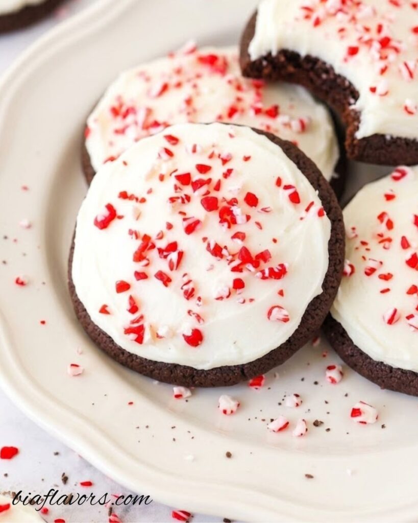 Frosted Peppermint Chocolate Cookies