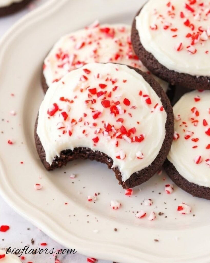 Frosted Peppermint Chocolate Cookies