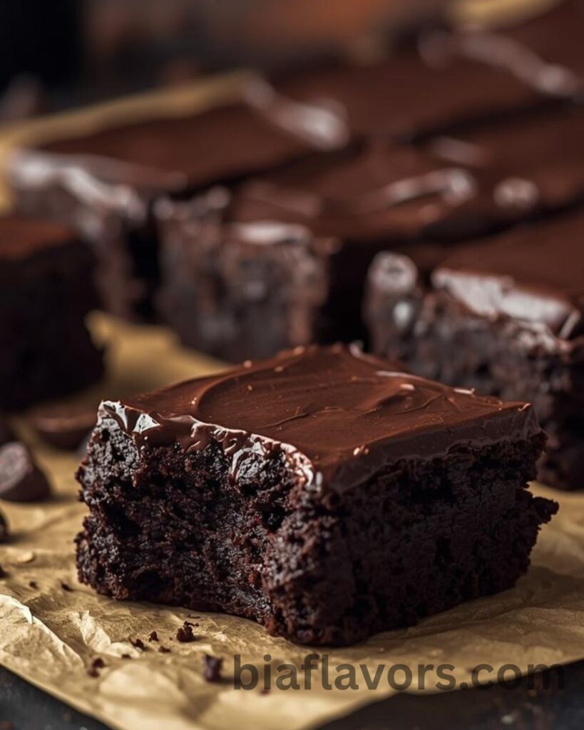 Fudgy Guinness brownies with rich chocolate glaze and dense texture