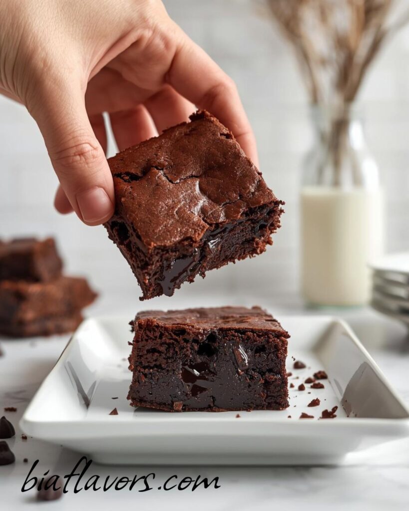 Gluten-free flourless chocolate brownies with deep cocoa flavor