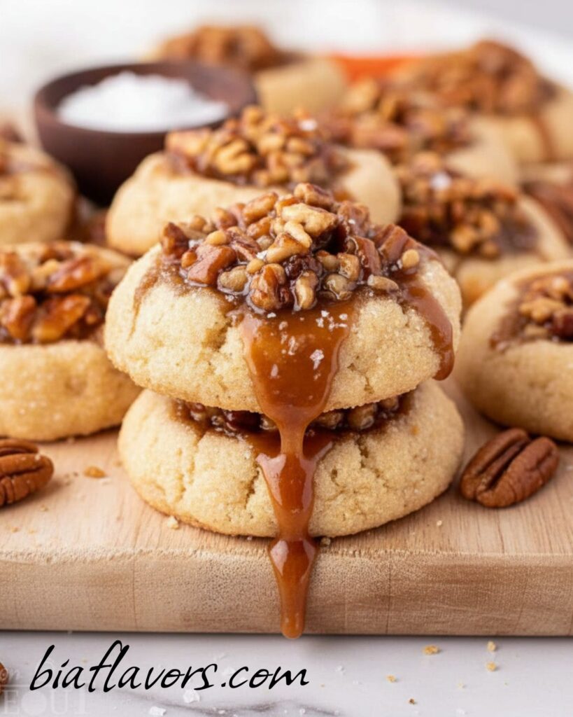 Homemade pecan pie cookies with buttery crust and nutty topping