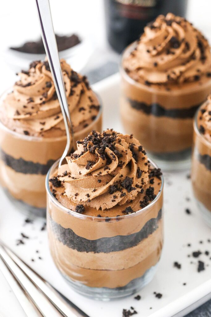 Mini Baileys chocolate cheesecake trifles