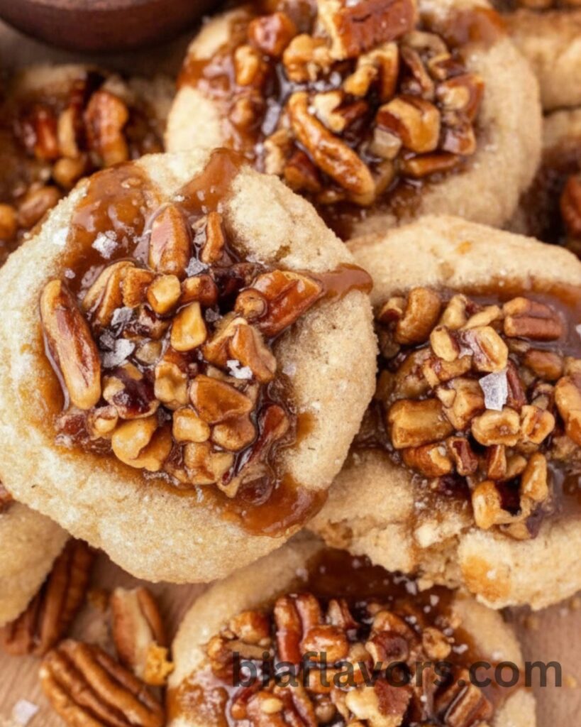 Pecan pie cookies with gooey caramel filling and crunchy pecans