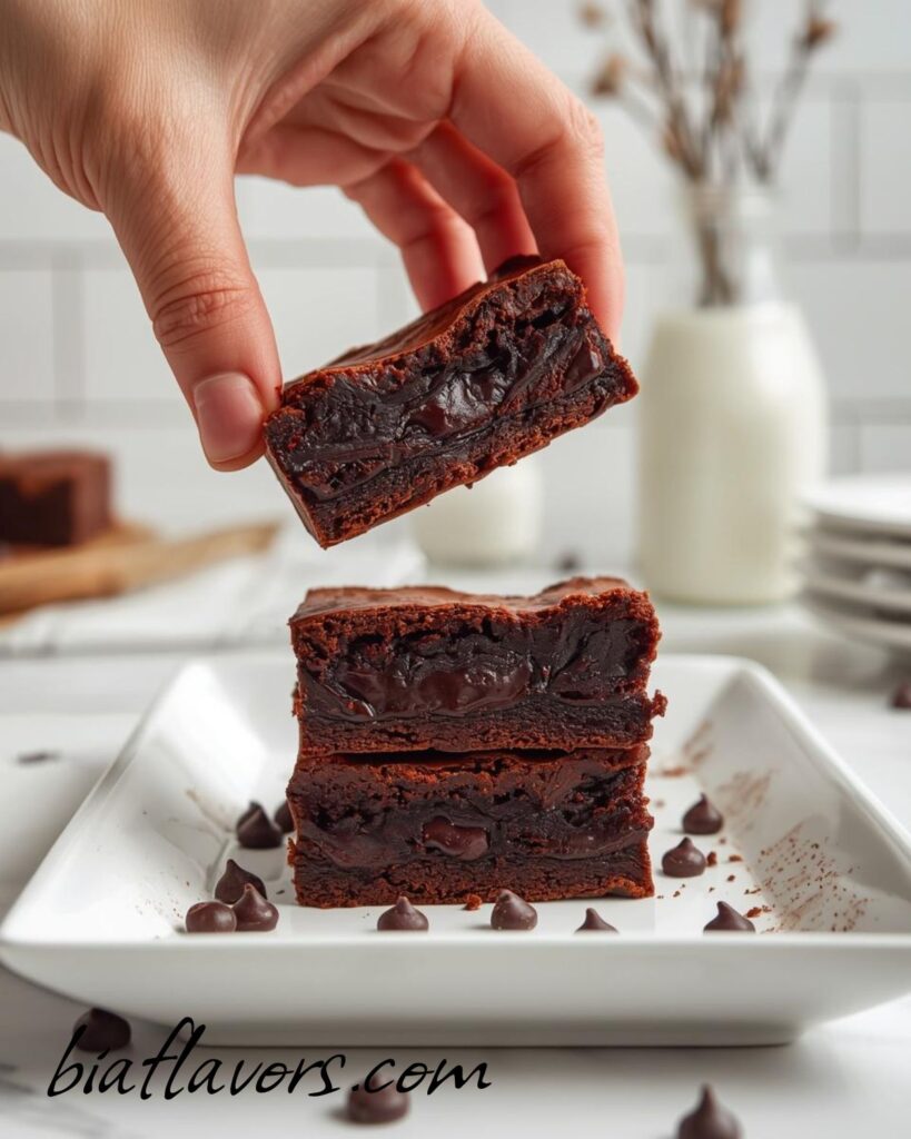Thick flourless brownies with melt-in-your-mouth texture