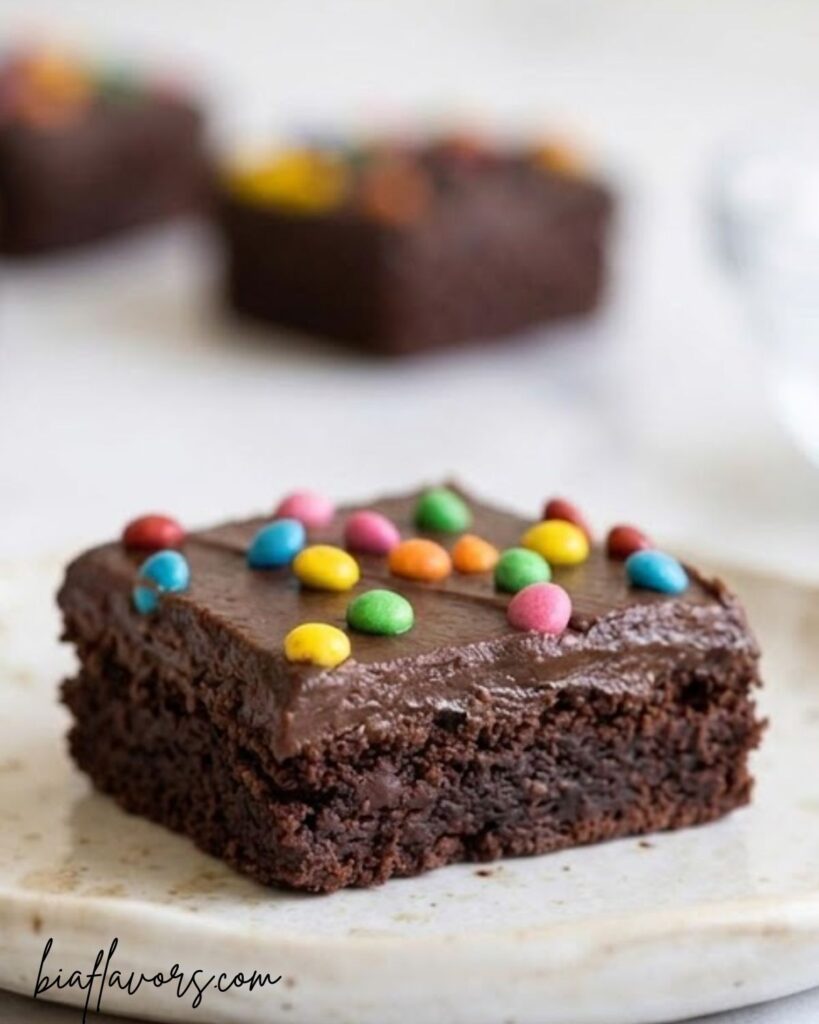 bakery-style cosmic brownies with colorful candy-coated chocolate chips