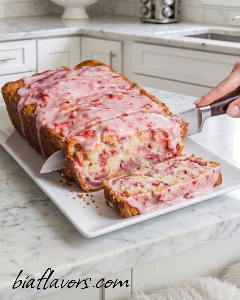 strawberry bread with glaze
