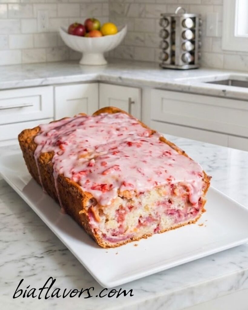 strawberry bread with glaze