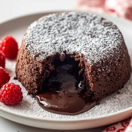 Rich fudgy lava brownies with molten chocolate center served warm