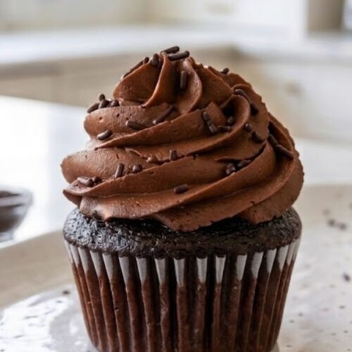 Bakery-style chocolate cupcakes with smooth and fluffy buttercream