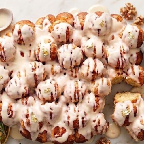 Soft Cinnamon Bun Bites coated in cinnamon sugar and baked until golden