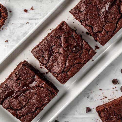 Flourless brownies with rich fudgy texture and crackly top