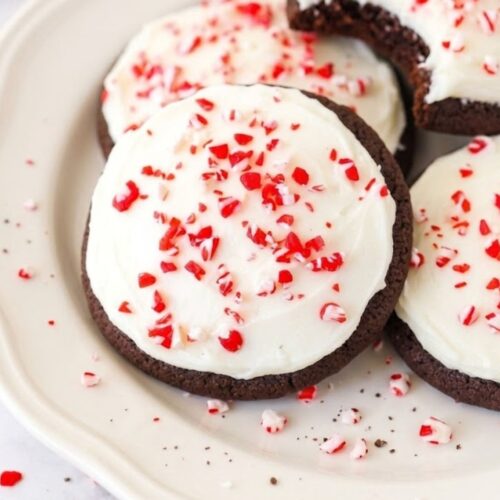 Frosted Peppermint Chocolate Cookies