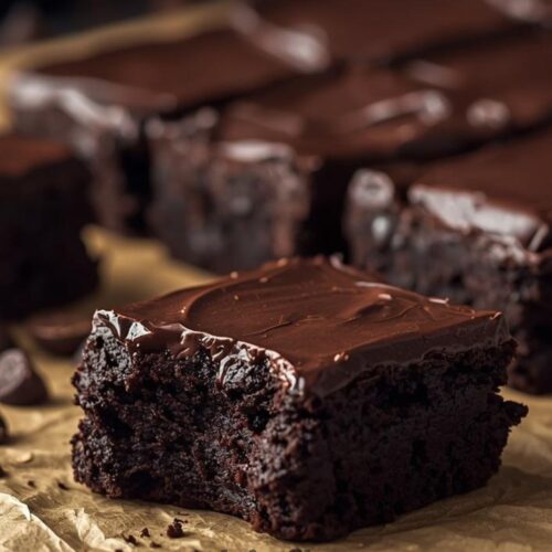 Fudgy Guinness brownies with rich chocolate glaze and dense texture