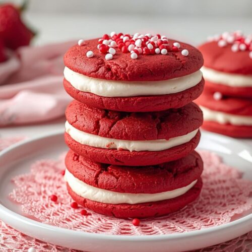 Red Velvet Cookie Sandwiches